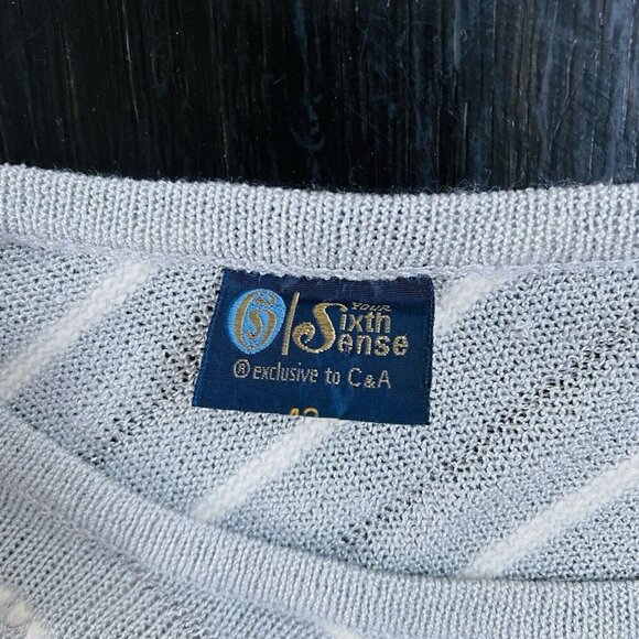 Vintage Sweater Womens Large Artsy Wool Angora Stripes Your Sixth Sense 80s - Picture 3 of 11